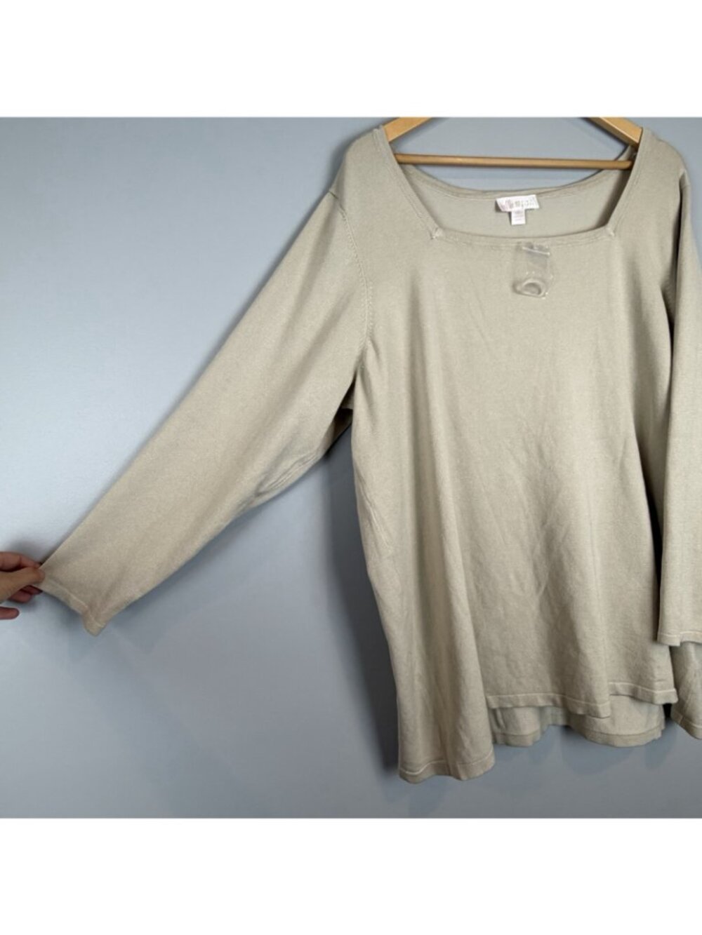 Belle by Kim Gravel Feather Knit Square Neck Sweater Womens Size 4X Sand NWOT - Picture 4 of 9